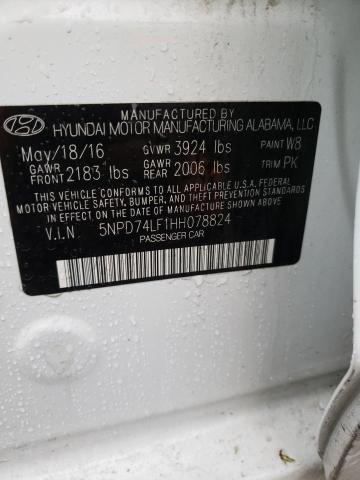 5NPD74LF1HH078824 - 2017 HYUNDAI ELANTRA SE WHITE photo 12