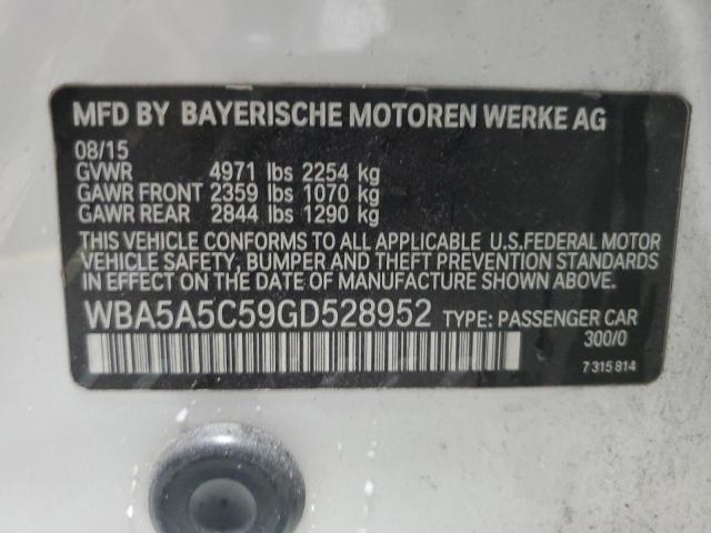 WBA5A5C59GD528952 - 2016 BMW 528 I WHITE photo 13