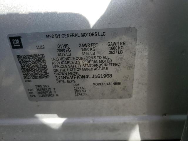 1GNEVFKW4LJ161968 - 2020 CHEVROLET TRAVERSE LS SILVER photo 13