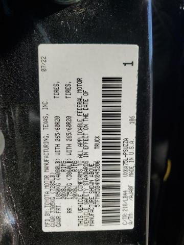 5TFMA5DB4NX045206 - 2022 TOYOTA TUNDRA CREWMAX PLATINUM Schwarz Foto 12