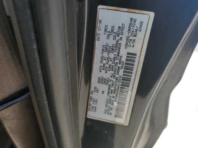 4TASN92N8WZ170212 - 1998 TOYOTA TACOMA XTRACAB PRERUNNER შავი ფოტო 12