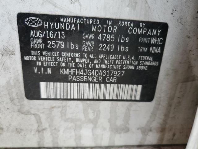 KMHFH4JG4DA317927 - 2013 HYUNDAI AZERA GLS WHITE photo 13