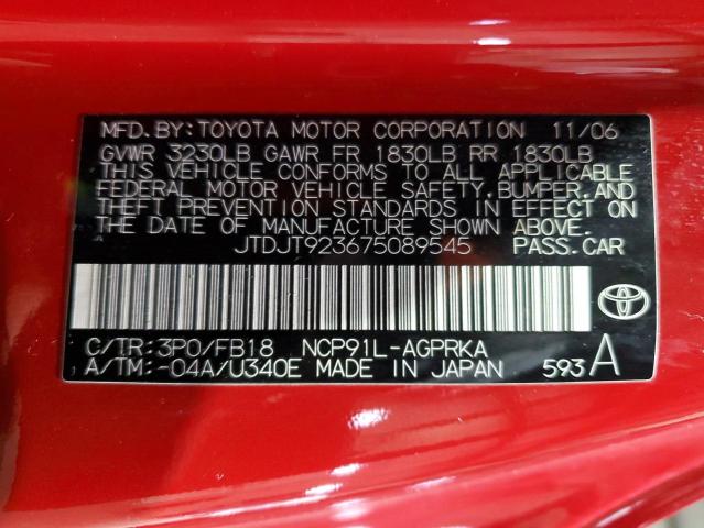 JTDJT923675089545 - 2007 TOYOTA YARIS RED photo 12