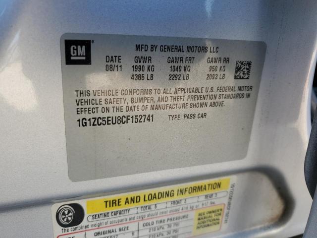 1G1ZC5EU8CF152741 - 2012 CHEVROLET MALIBU 1LT 银色 照片 13