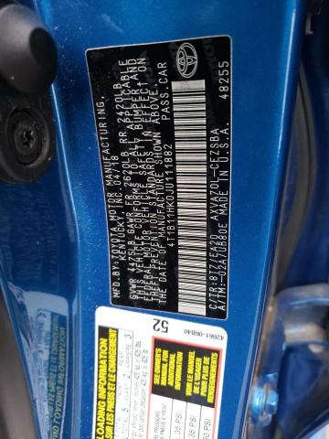 4T1B11HK0JU111882 - 2018 TOYOTA CAMRY L BLUE photo 12