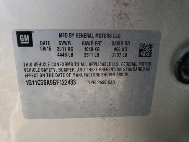 1G11C5SA9GF122483 - 2016 CHEVROLET MALIBU LIM LT 银色 照片 12