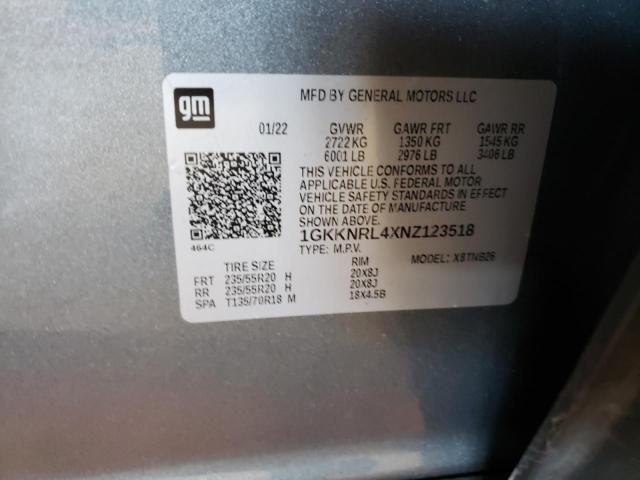 1GKKNRL4XNZ123518 - 2022 GMC ACADIA SLE GRAY photo 13