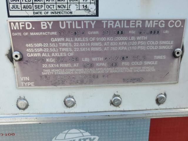 1UYVS2536GM410644 - 2016 UTILITY SEMI TRAIL WHITE photo 10