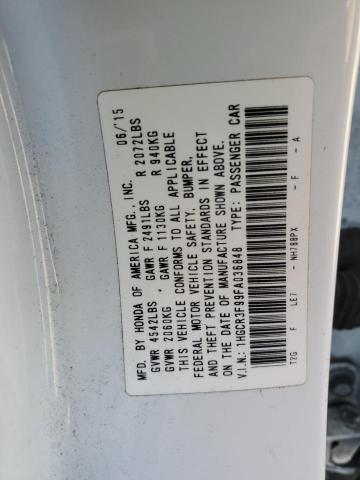 1HGCR3F99FA036848 - 2015 HONDA ACCORD TOURING WHITE photo 12