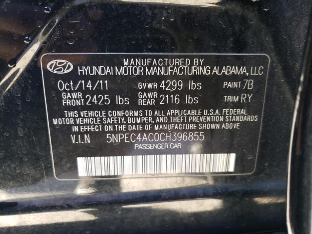 5NPEC4AC0CH396855 - 2012 HYUNDAI SONATA SE BLACK photo 12