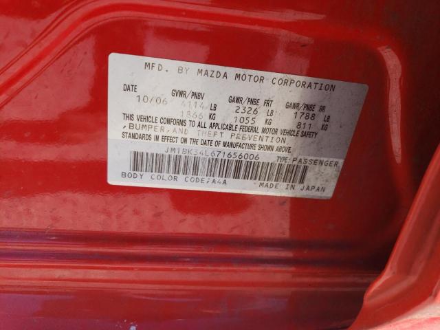 JM1BK34L671656006 - 2007 MAZDA SPEED 3 RED photo 12