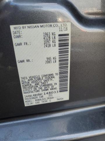 1N4BL4BV8KC148033 - 2019 NISSAN ALTIMA S CHARCOAL photo 12