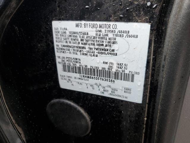 1LNHM86S35Y630386 - 2005 LINCOLN LS BLACK photo 12
