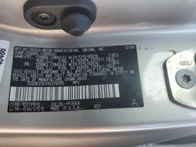 5TDZK23C49S276095 - 2009 TOYOTA SIENNA CE GRAY photo 13