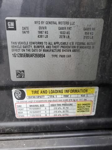 1G1ZB5EB6AF269894 - 2010 CHEVROLET MALIBU LS CHARCOAL photo 12