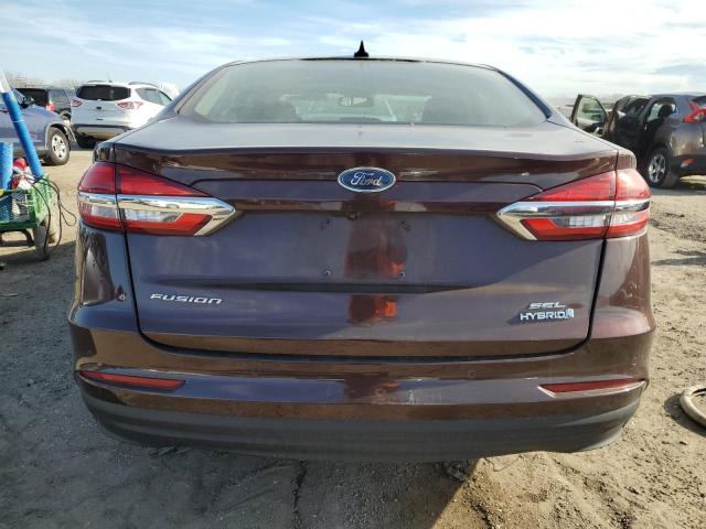 3FA6P0MU5KR168521 - 2019 FORD FUSION SEL MAROON photo 6