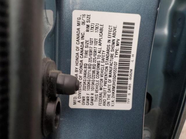 2HKRM3H55GH553107 - 2016 HONDA CR-V EX BLUE photo 12