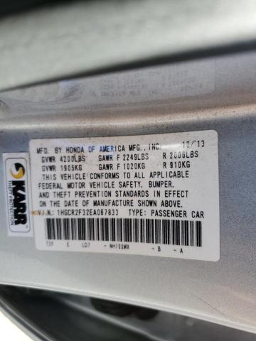 1HGCR2F32EA067833 - 2014 HONDA ACCORD LX SILVER photo 12