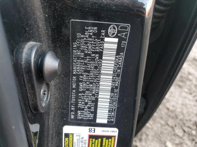 2T1BU4EE6AC520493 - 2010 TOYOTA COROLLA BASE BLACK photo 12