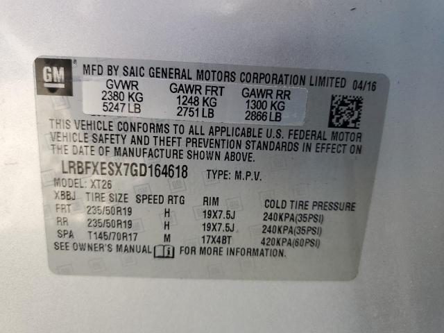 LRBFXESX7GD164618 - 2016 BUICK ENVISION PREMIUM SILVER photo 13