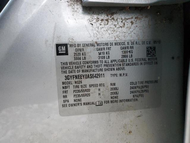 3GYFNEEY0AS642911 - 2010 CADILLAC SRX PERFORMANCE COLLECTION Күміс фото 13