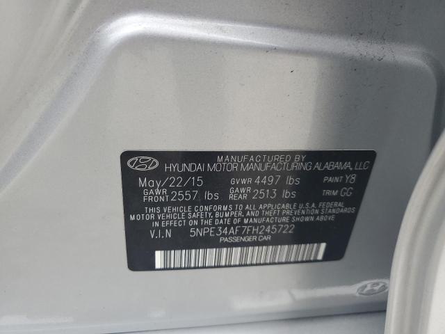5NPE34AF7FH245722 - 2015 HYUNDAI SONATA SPORT SILVER photo 12