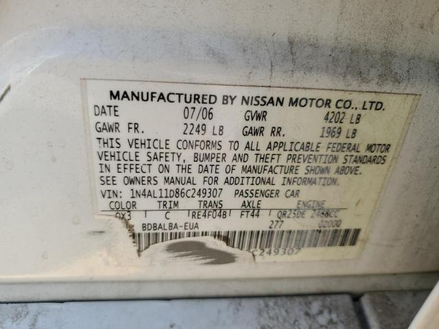 1N4AL11D15C192933 - 2005 NISSAN ALTIMA S WHITE photo 12