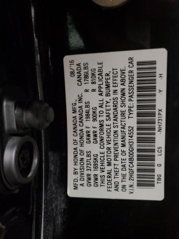 2HGFC4B00GH314552 - 2016 HONDA CIVIC LX BLACK photo 12