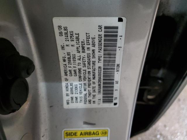 19UUA86289A000228 - 2009 ACURA TL SILVER photo 12