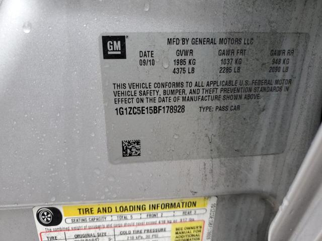 1G1ZC5E15BF178928 - 2011 CHEVROLET MALIBU 1LT Күміс фото 12