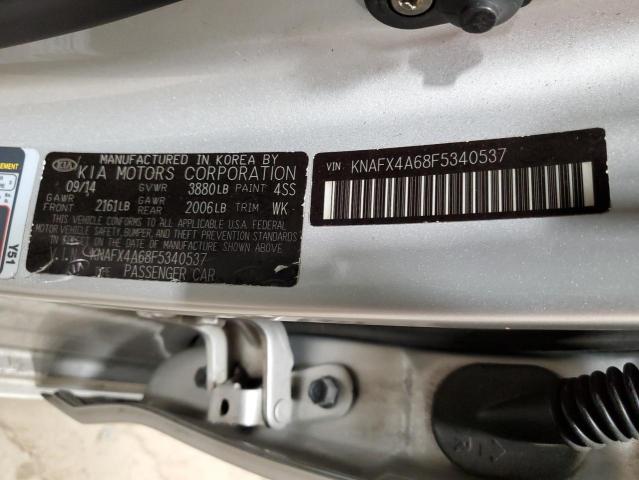 KNAFX4A68F5340537 - 2015 KIA FORTE LX SILVER photo 12