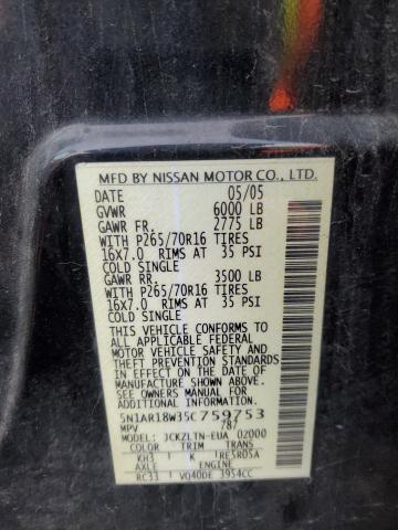 5N1AR18W35C759753 - 2005 NISSAN PATHFINDER LE 黑色 照片 13