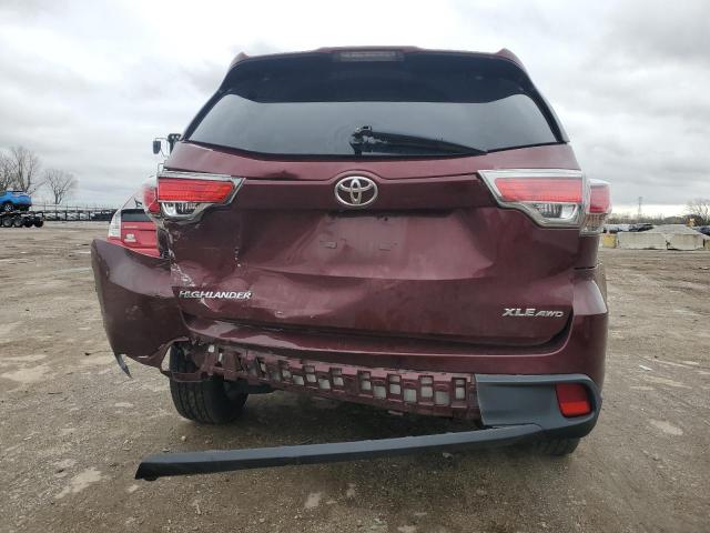 5TDJKRFH3ES056437 - 2014 TOYOTA HIGHLANDER XLE BURGUNDY photo 6