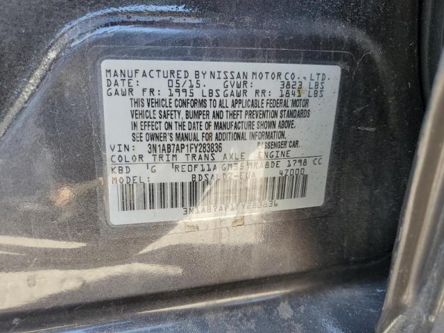 3N1AB7AP1FY283836 - 2015 NISSAN SENTRA S SILVER photo 12