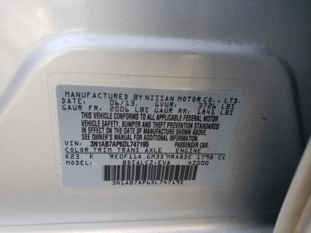 3N1AB7AP6DL747195 - 2013 NISSAN SENTRA S SILVER photo 12