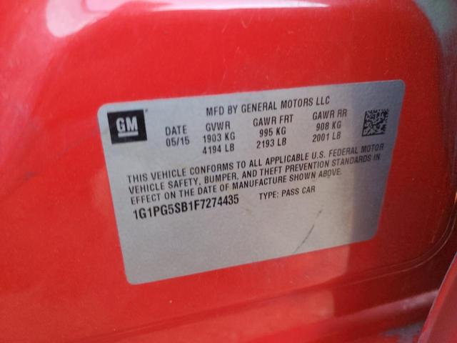 1G1PG5SB1F7274435 - 2015 CHEVROLET CRUZE LTZ RED photo 13