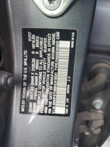 SHHFK7H98HU415031 - 2017 HONDA CIVIC SPORT TOURING CHARCOAL photo 12