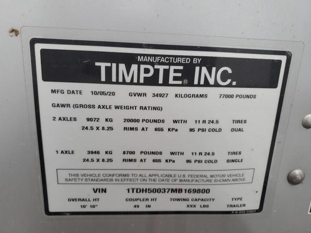 1TDH50037MB169800 - 2021 TIMP TRAILER SILVER photo 10