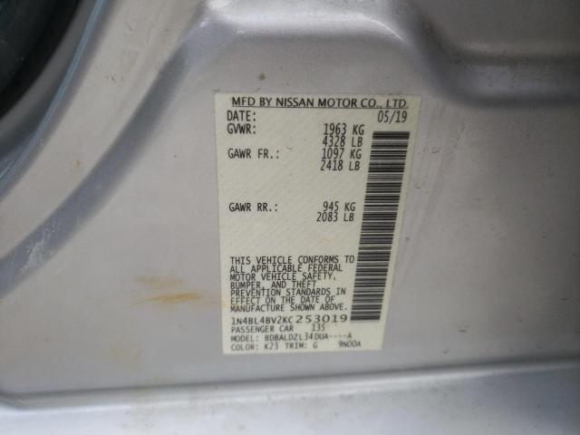 1N4BL4BV2KC253019 - 2019 NISSAN ALTIMA S SILVER photo 12