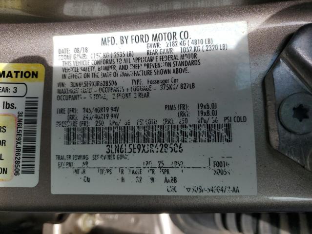 3LN6L5E9XJR628506 - 2018 LINCOLN MKZ RESERVE თაფლისფერი ფოტო 12