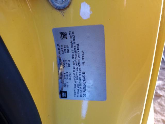 2G1FA1E34D9243704 - 2013 CHEVROLET CAMARO LS YELLOW photo 12