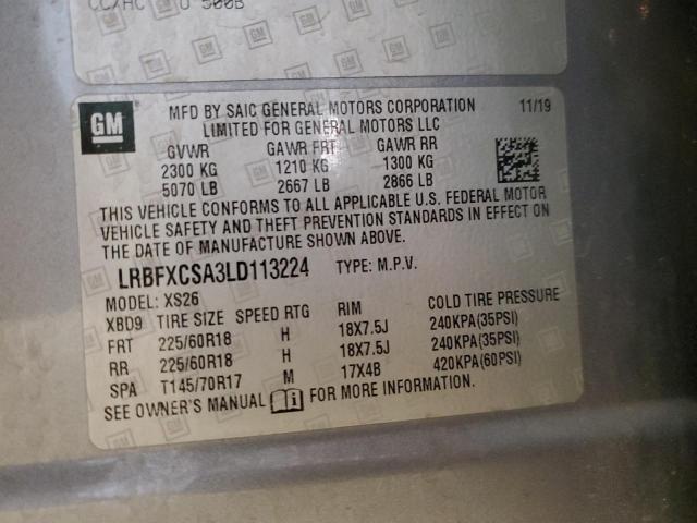 LRBFXCSA3LD113224 - 2020 BUICK ENVISION ESSENCE GRAY photo 13