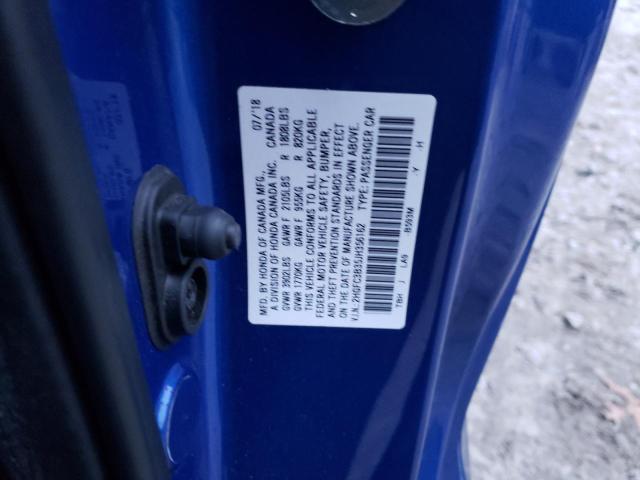 2HGFC3B35JH356162 - 2018 HONDA CIVIC EX BLUE photo 13