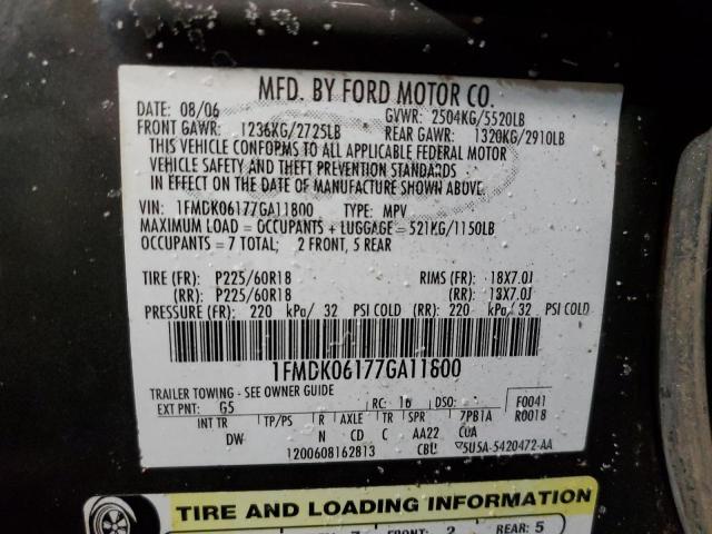 1FMDK06177GA11800 - 2007 FORD FREESTYLE LIMITED CHARCOAL photo 13