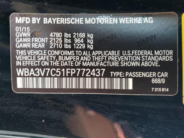 WBA3V7C51FP772437 - 2015 BMW 428 I SULEV BLACK photo 12
