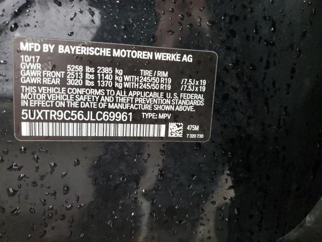 5UXTR9C56JLC69961 - 2018 BMW X3 XDRIVE30I BLACK photo 13