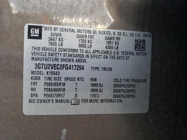 3GTU2VEC0FG417294 - 2015 GMC SIERRA K1500 SLT BROWN photo 12