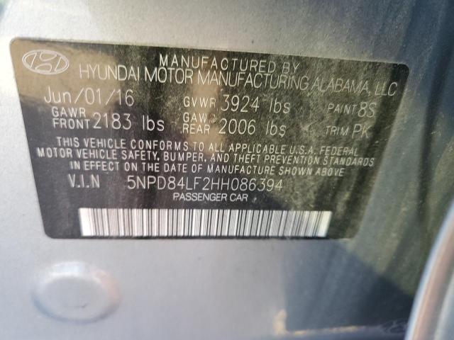 5NPD84LF2HH086394 - 2017 HYUNDAI ELANTRA SE GRAY photo 12