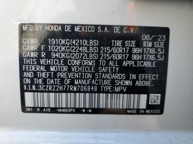 3CZRZ2H77RM706848 - 2024 HONDA HR-V EXL WHITE photo 13