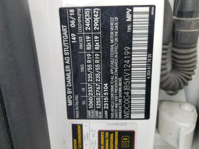 WDC0G4JB5KV124199 - 2019 MERCEDES-BENZ GLC 300 WHITE photo 13